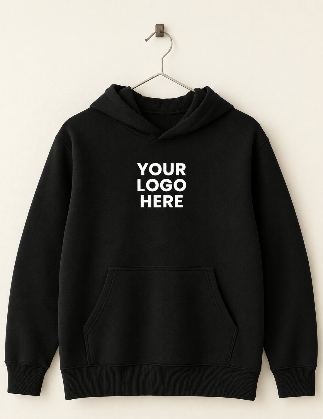 Black hoodie with a custom printed design